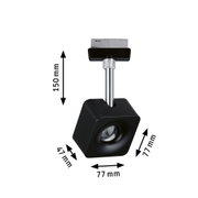 Schwarzer LED-Strahler mit verstellbarem Kopf aus Metall und Kunststoff, Maße 150x77x47 mm