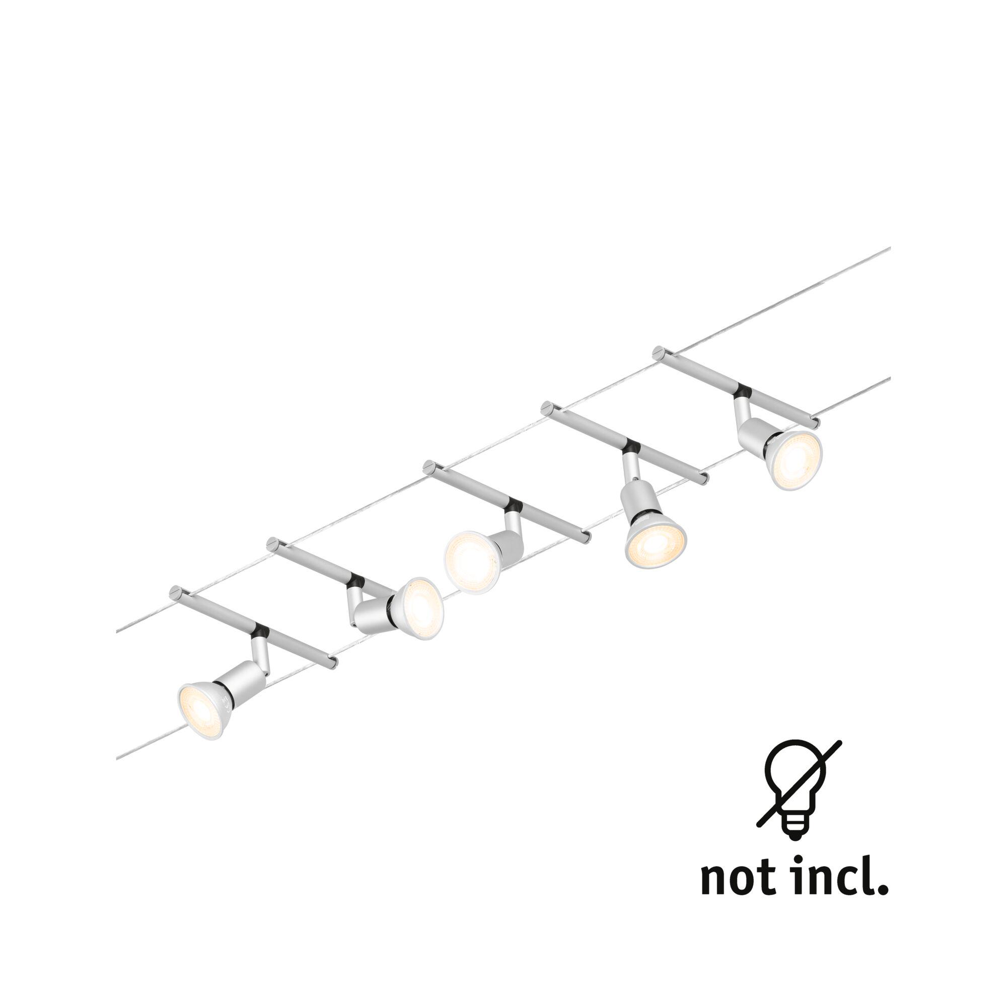 Modern cable spotlight in matte aluminium with adjustable LED heads for flexible lighting