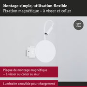 Spot mural LED blanc flexible avec montage magnétique pour fixation et chargement faciles