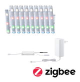 Zigbee LED strip with white controller and power adapter for smart lighting solutions