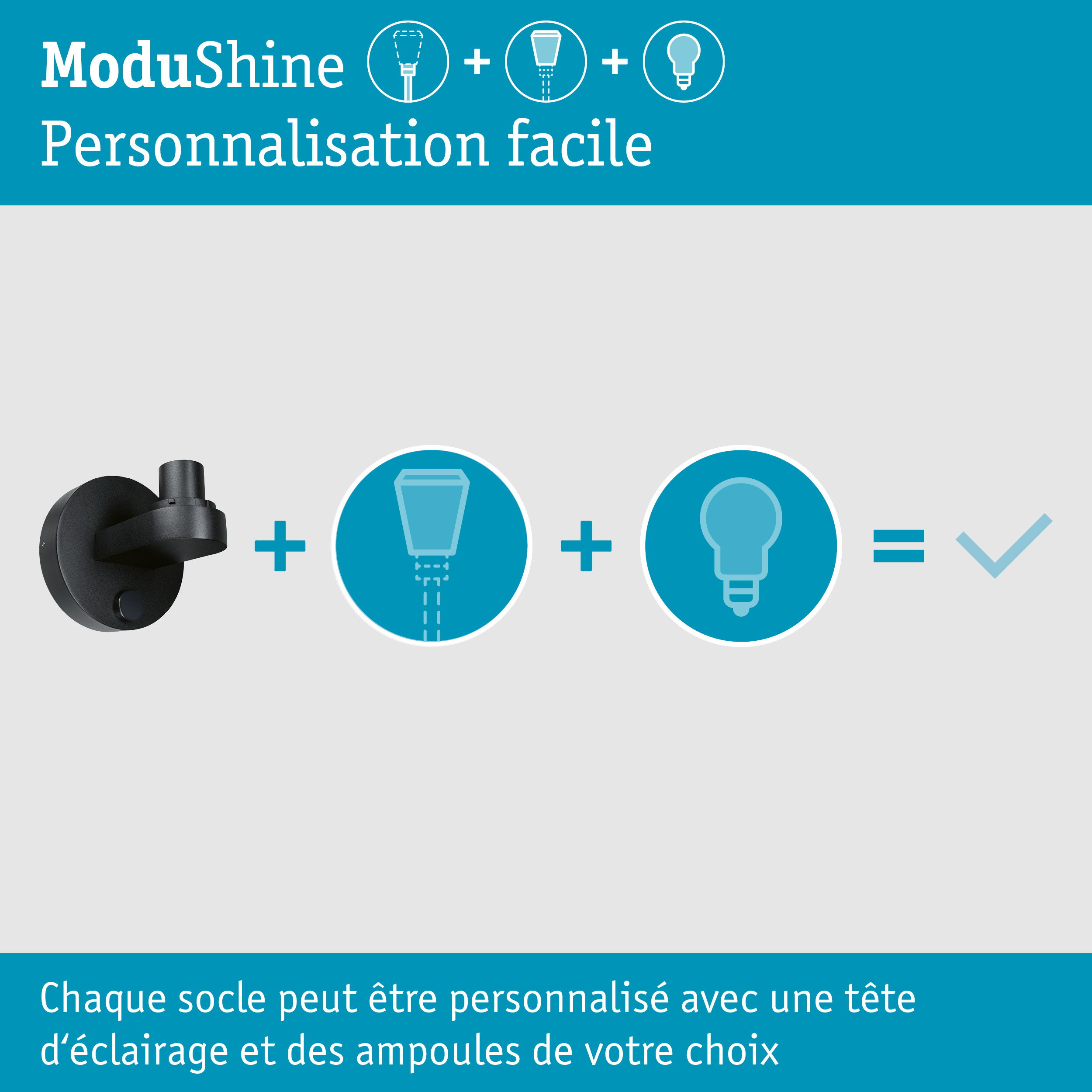 ModuShine Support mural Émission lumineuse simple IP44 rond Anthracite
