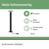 Zwarte staande lamp met LED-licht en kabel voor eenvoudige montage en uitbreidbare verlichting