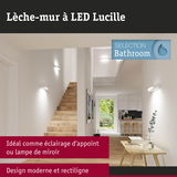 Applique murale LED blanche Lucille au design moderne et rectiligne pour éclairage couloir et salle de bain