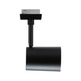 Spot LED noir en métal avec tête cylindrique pour système sur rail, éclairage intérieur moderne