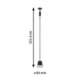 Black metal pendant light 121.4 cm long with 84 mm diameter for modern interior lighting