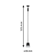 Schwarze Pendelleuchte aus Metall mit 121,4 cm Länge und 84 mm Durchmesser für moderne Beleuchtung