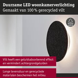 Duurzame zwarte LED-wandlamp van 100% gerecycled vilt met geluiddempende werking