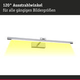 Chromfarbene LED-Bilderleuchte mit 120° Ausstrahlwinkel und gelber Lichtprojektion für Wandbilder