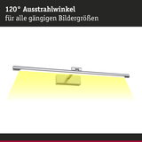 Chromfarbene LED-Bilderleuchte mit 120° Ausstrahlwinkel und gelber Lichtprojektion für Wandbilder