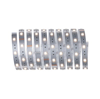 Flexible silver LED strip light with warm white glow for versatile lighting applications