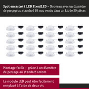 Kit de 20 spots encastrés LED blancs de 68 mm de diamètre pour installation et remplacement faciles