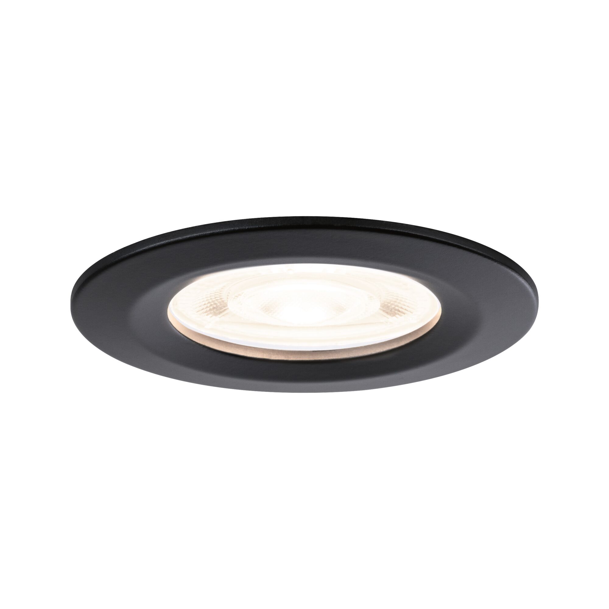 Schwarzer LED-Einbaustrahler aus Metall mit warmweißem Licht für moderne Raumbeleuchtung