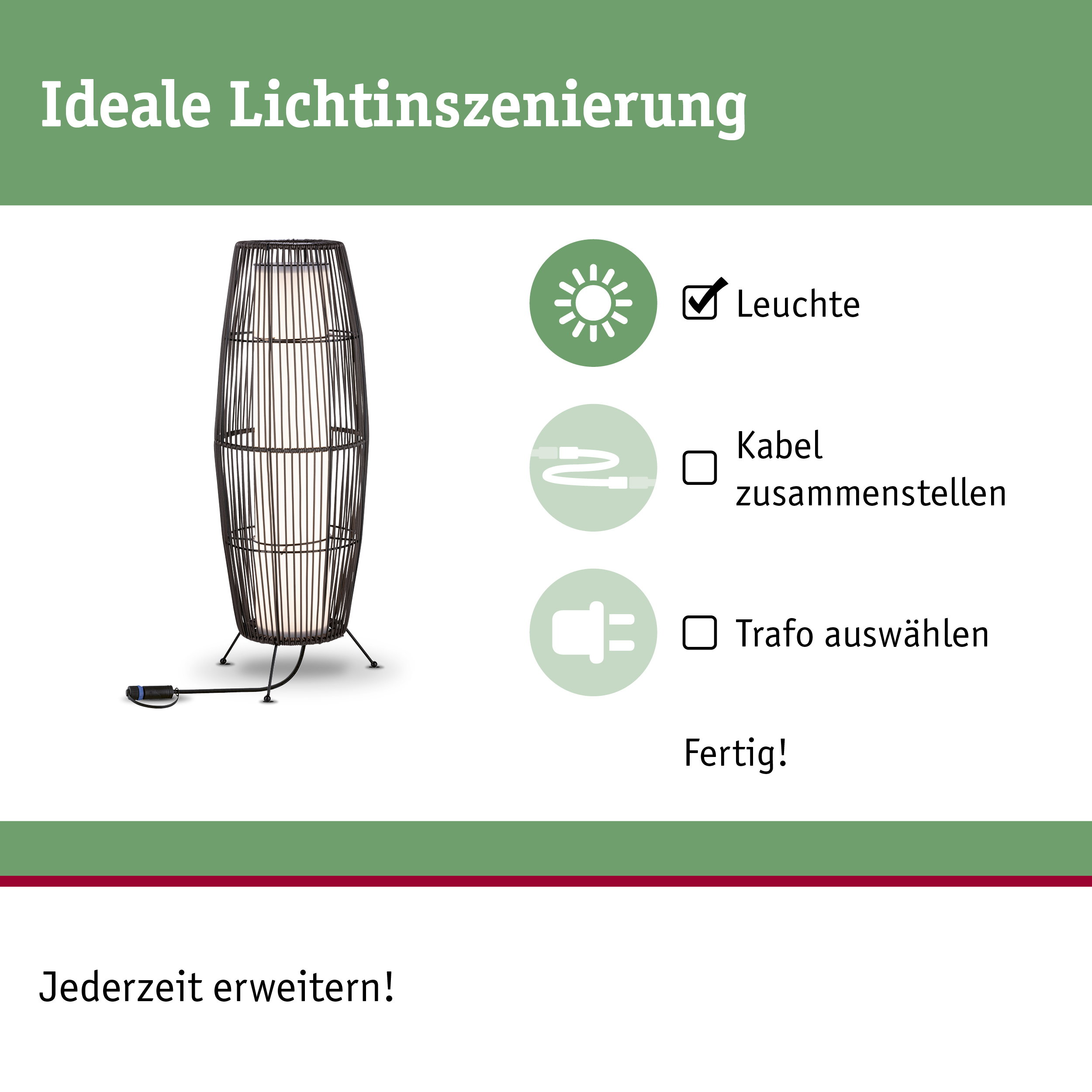 Stehlampe mit schwarzem Metallgestell und weißem Leuchtmittel für moderne Wohnraumbeleuchtung