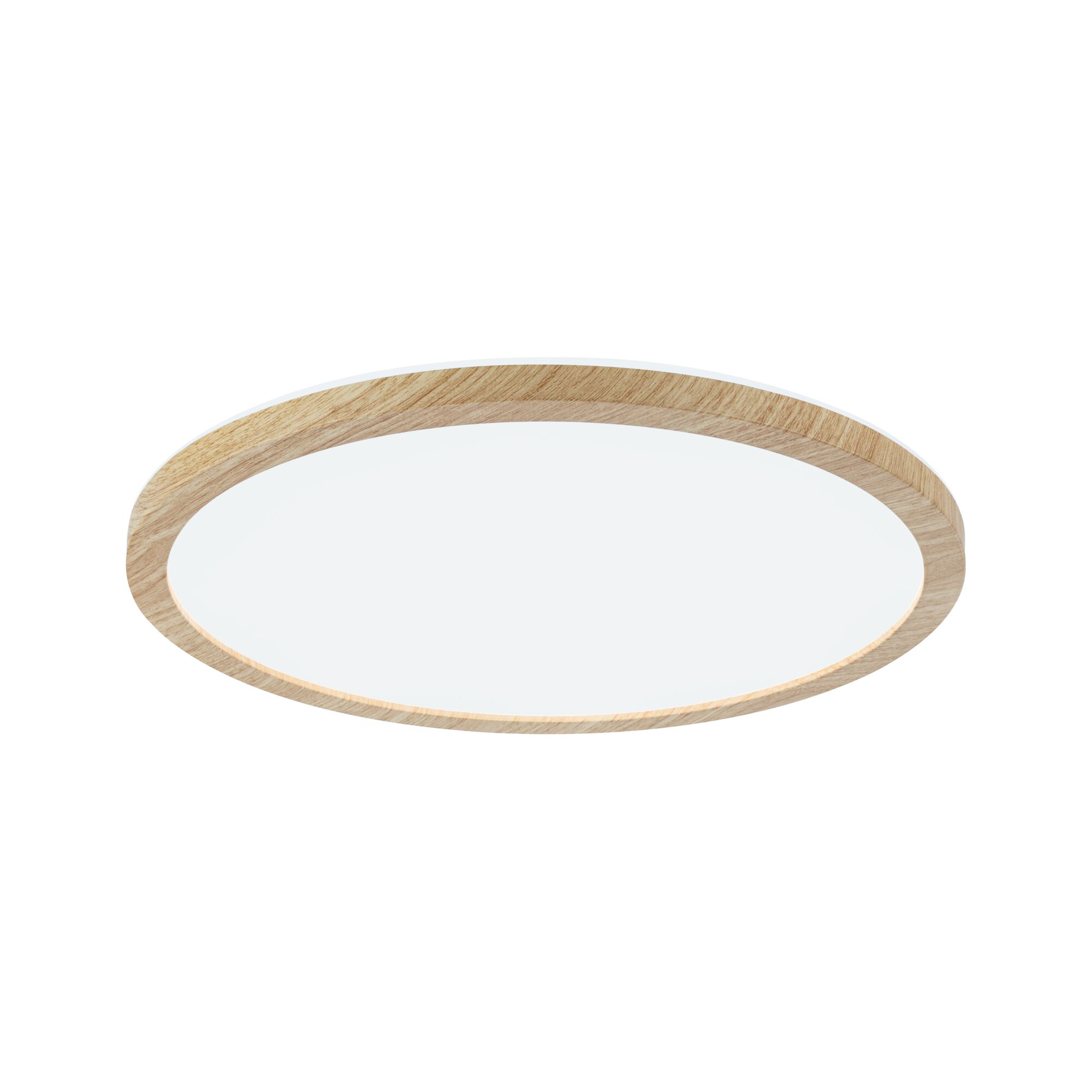Plafonnier LED rond avec cadre en bois chêne clair pour éclairage intérieur moderne