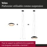 Plafonnier Volea noir LED transformable en suspension, longueur réglable, éclairage intérieur moderne