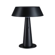 Modern black metal table lamp with conical base and wide lampshade for ambient lighting