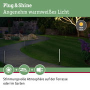Gartenweg mit warmweißem Plug & Shine LED-Außenlicht für stimmungsvolle Terrasse und Gartenbeleuchtung