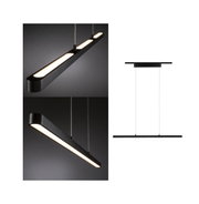 Black metal LED pendant light with warm white illumination for modern interiors