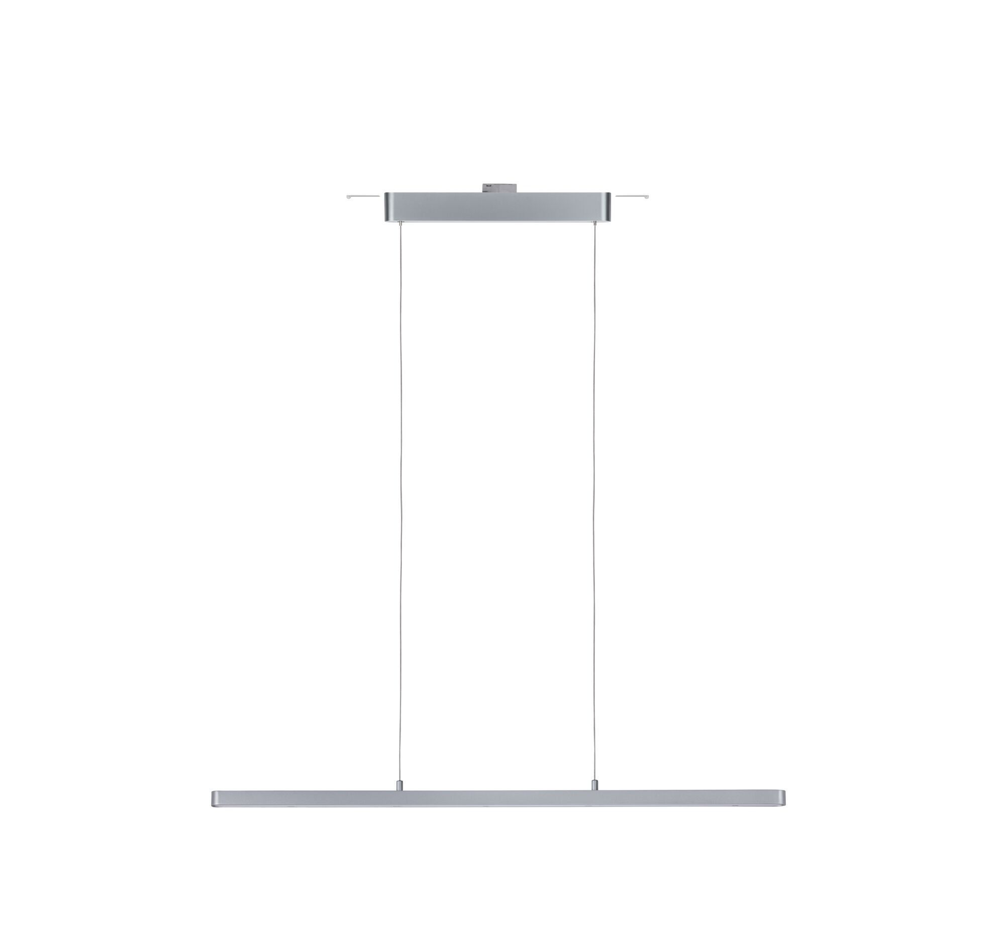 Moderne LED-Pendelleuchte aus silbernem Aluminium mit schlankem Design für Wohnräume