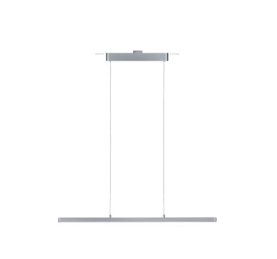 Moderne LED-Pendelleuchte aus silbernem Aluminium mit schlankem Design für Wohnräume