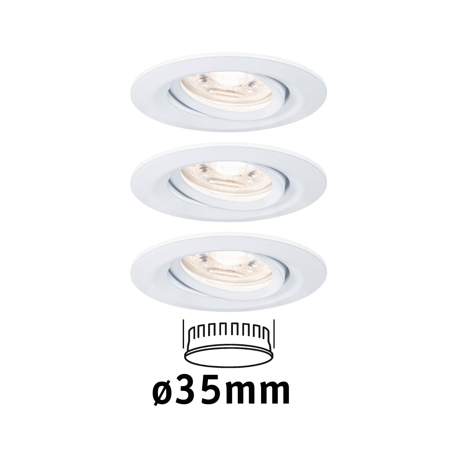 LED-inbouwlamp Nova Mini Coin Basisset zwenkbaar rond 66mm 15° Coin 3x4W 3x310lm 230V 2700K Wit mat