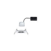 Witte LED-inbouwspot met zwarte aansluitkabel en metalen veren voor plafondmontage