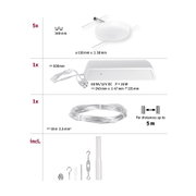 White LED ceiling spotlight 130 mm diameter, 38 mm height, includes power supply and mounting accessories