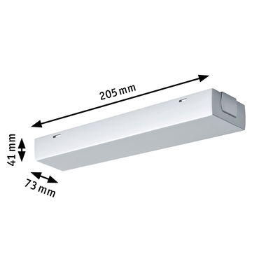 White metal LED under-cabinet light measuring 304x73x41 mm for modern lighting solutions
