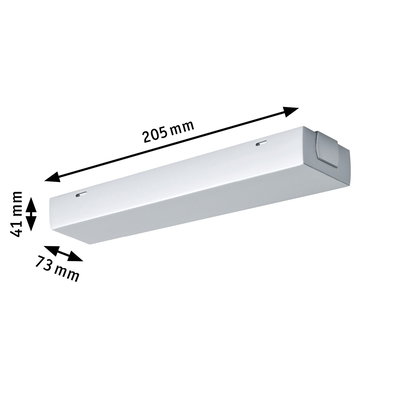 Hvid LED-underbyggelygte i metal med mål 304x73x41 mm til moderne belysning