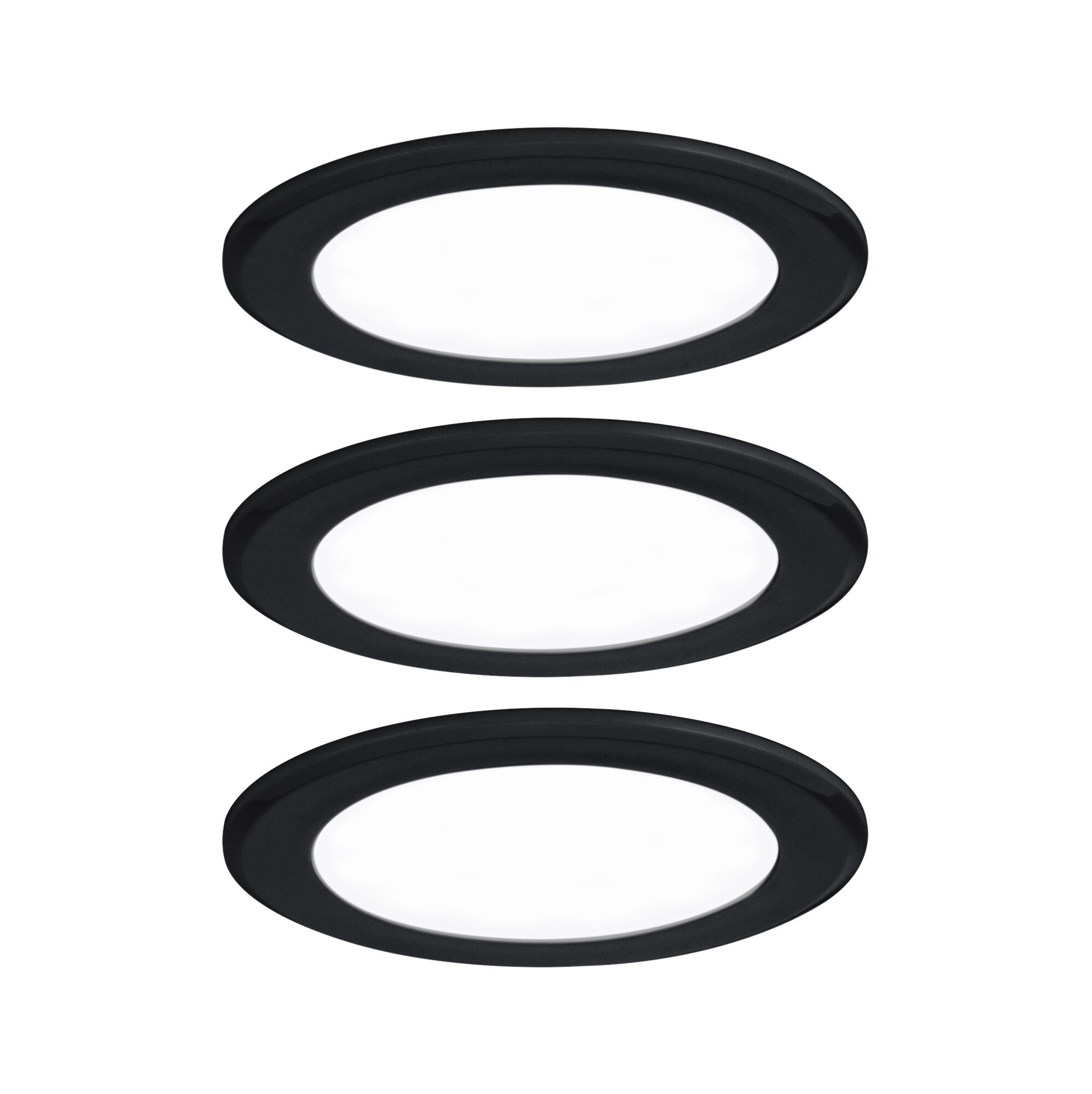 LED-meubelinbouwlampen Set van 3 rond 65mm 3x2,5W 3x180lm 230/12V 4000K Zwart mat Drie ronde LED-inbouwspots met zwarte rand en witte diffuser voor moderne verlichting