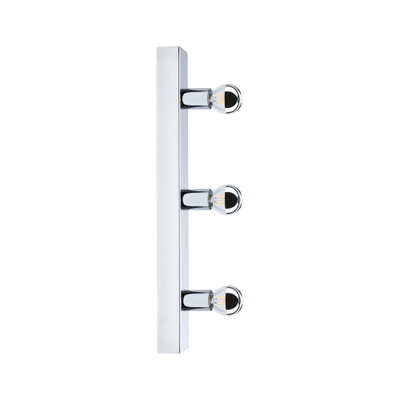 Modern three-light wall lamp in chrome metal for stylish indoor lighting