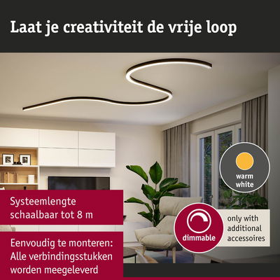 Modern LED-plafondlicht in warmwit, schaalbaar tot 8 m, dimbaar met extra accessoires