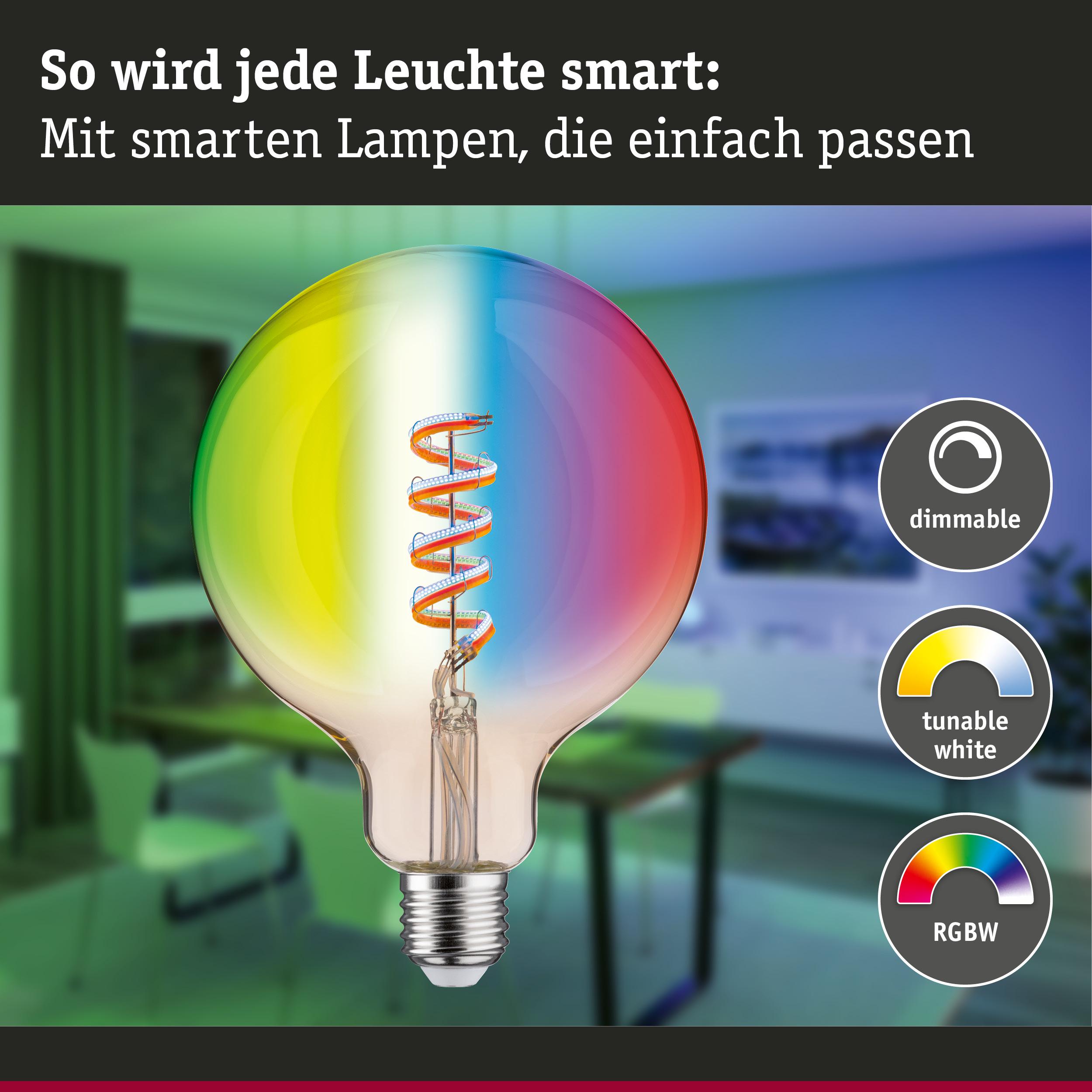 Bunte smarte LED-Glühbirne mit dimmbarer, einstellbarer Weiß- und RGBW-Farbtemperatur für Wohnraumbeleuchtung