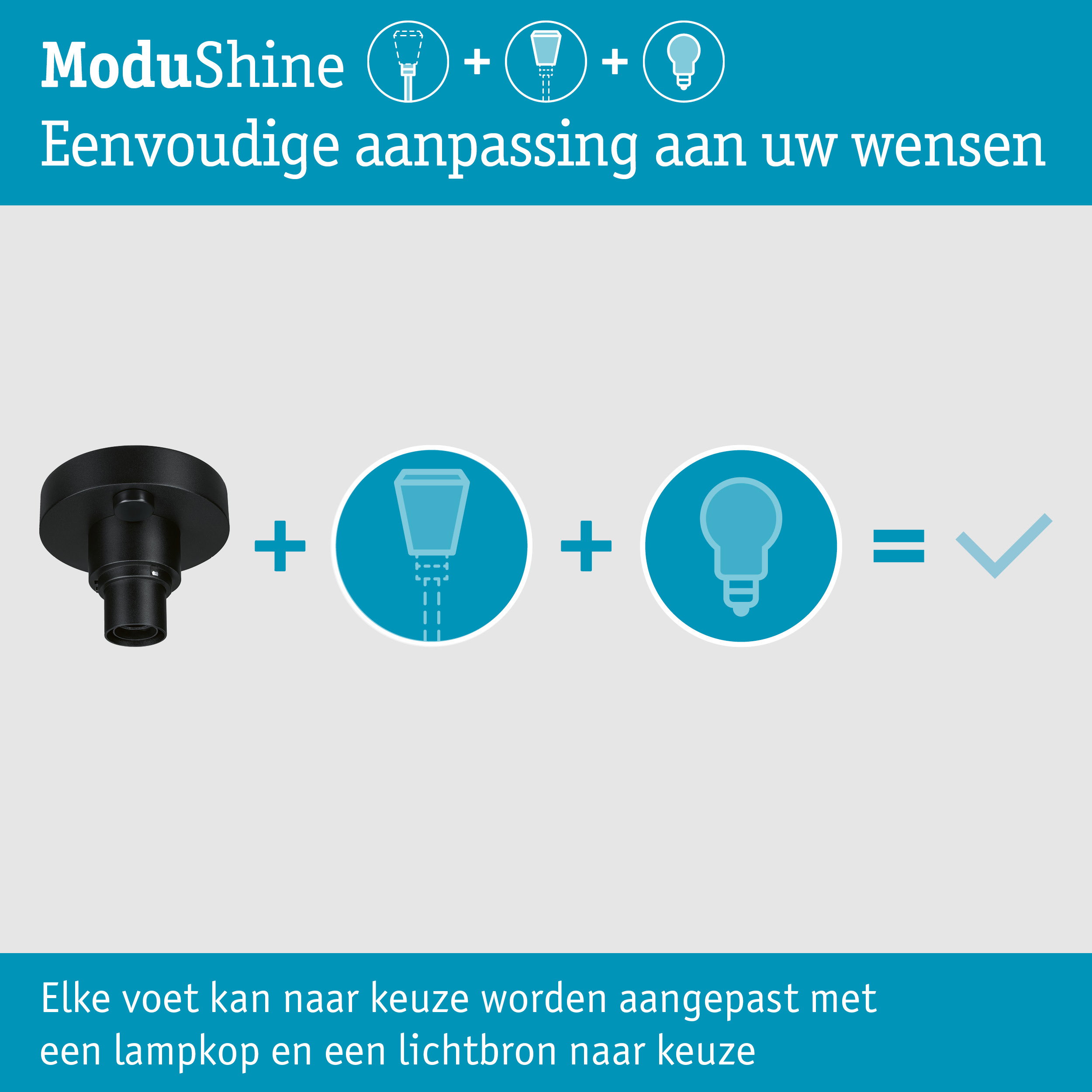 ModuShine Plafondbevestiging IP44 rond Antraciet
