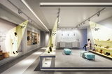 Modern fashion store with adjustable LED spotlights highlighting displays and products