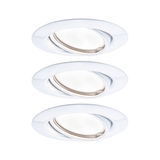 Trois spots encastrés blancs en plastique avec inserts orientables pour éclairage LED flexible