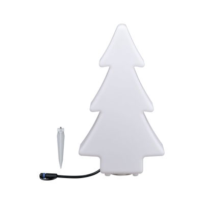 Sapin de Noël LED blanc en plastique avec piquet et câble pour éclairage extérieur