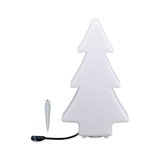 Weißer LED-Weihnachtsbaum aus Kunststoff mit Erdspieß und Anschlusskabel für Außenbeleuchtung
