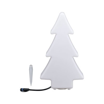 Weißer LED-Weihnachtsbaum aus Kunststoff mit Erdspieß und Anschlusskabel für Außenbeleuchtung