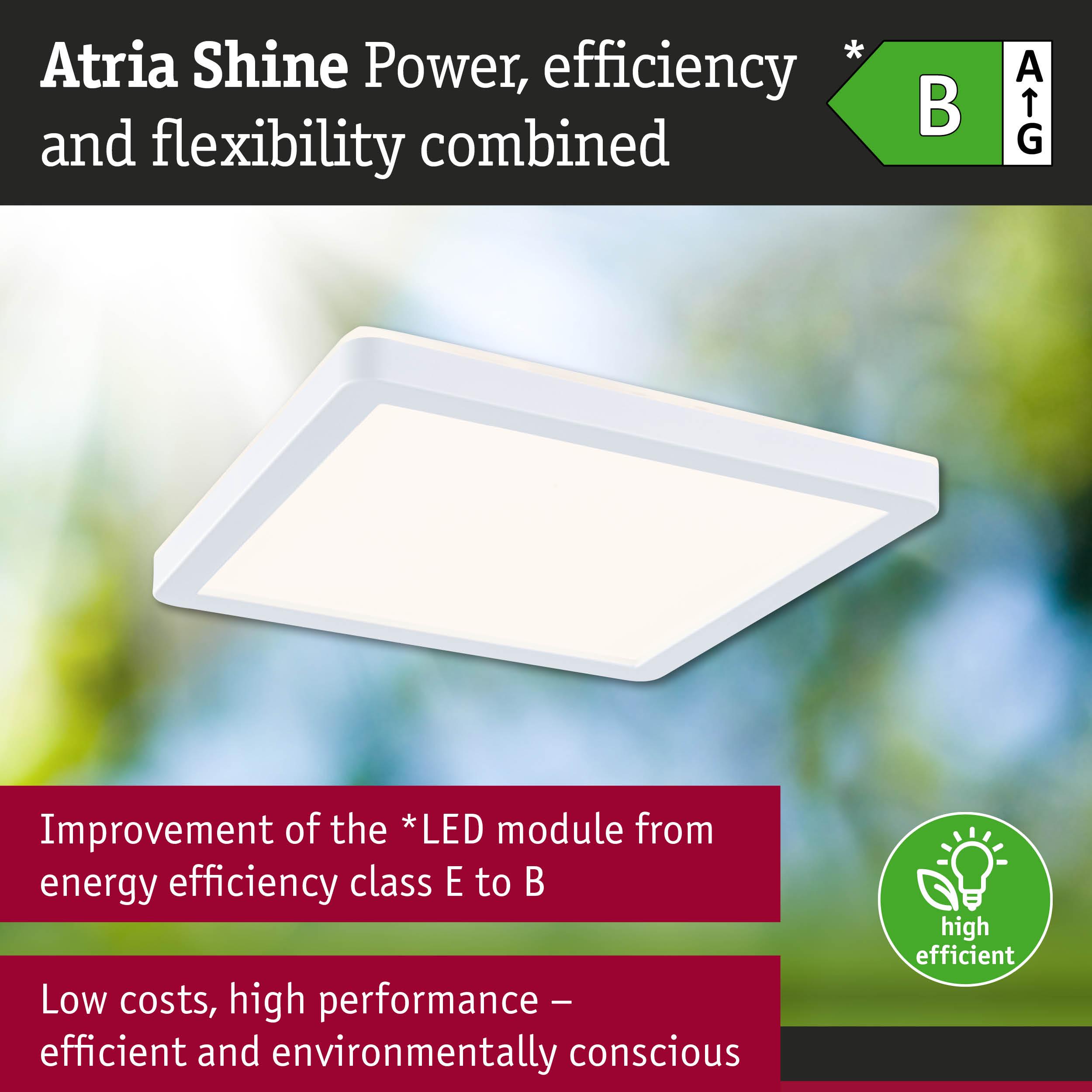 White square LED ceiling light with high energy efficiency class B for sustainable lighting