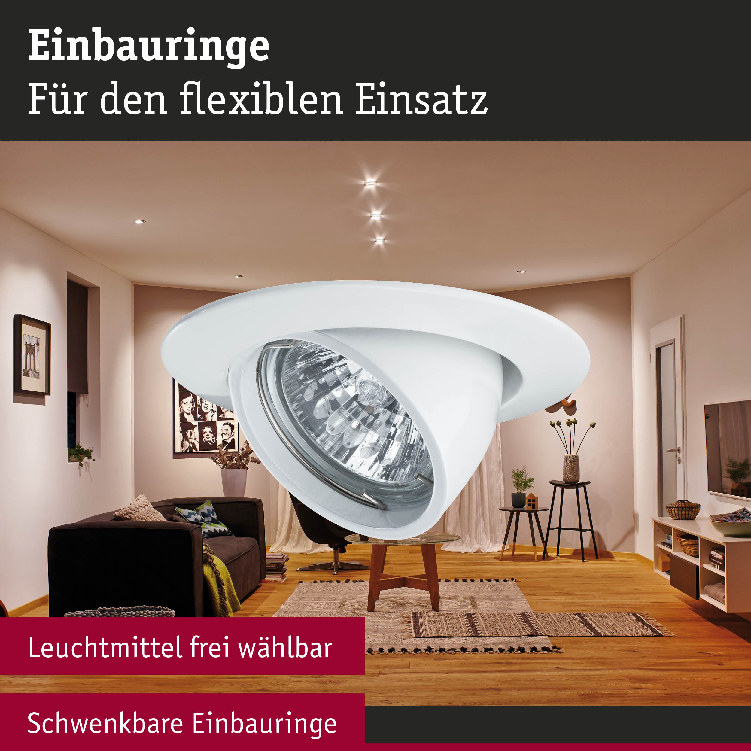 Premium Einbauleuchte rund 99mm 45° GU5,3 max. 50W 12V dimmbar Weiß