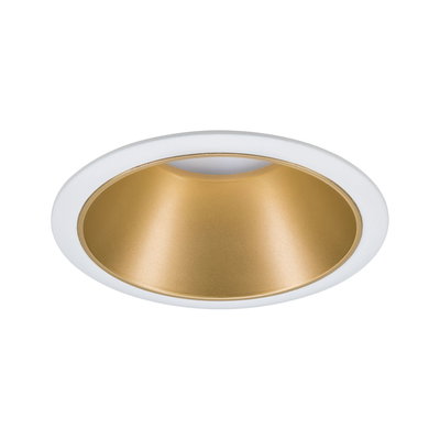 Spot LED encastré rond avec cadre blanc et réflecteur doré pour un éclairage intérieur moderne