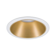 Rundes Einbau-LED-Downlight mit weißem Rahmen und goldfarbenem Reflektor für moderne Innenbeleuchtung