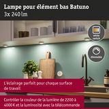 Trois lampes LED blanches dimmables sous meuble avec télécommande pour éclairage plan de travail