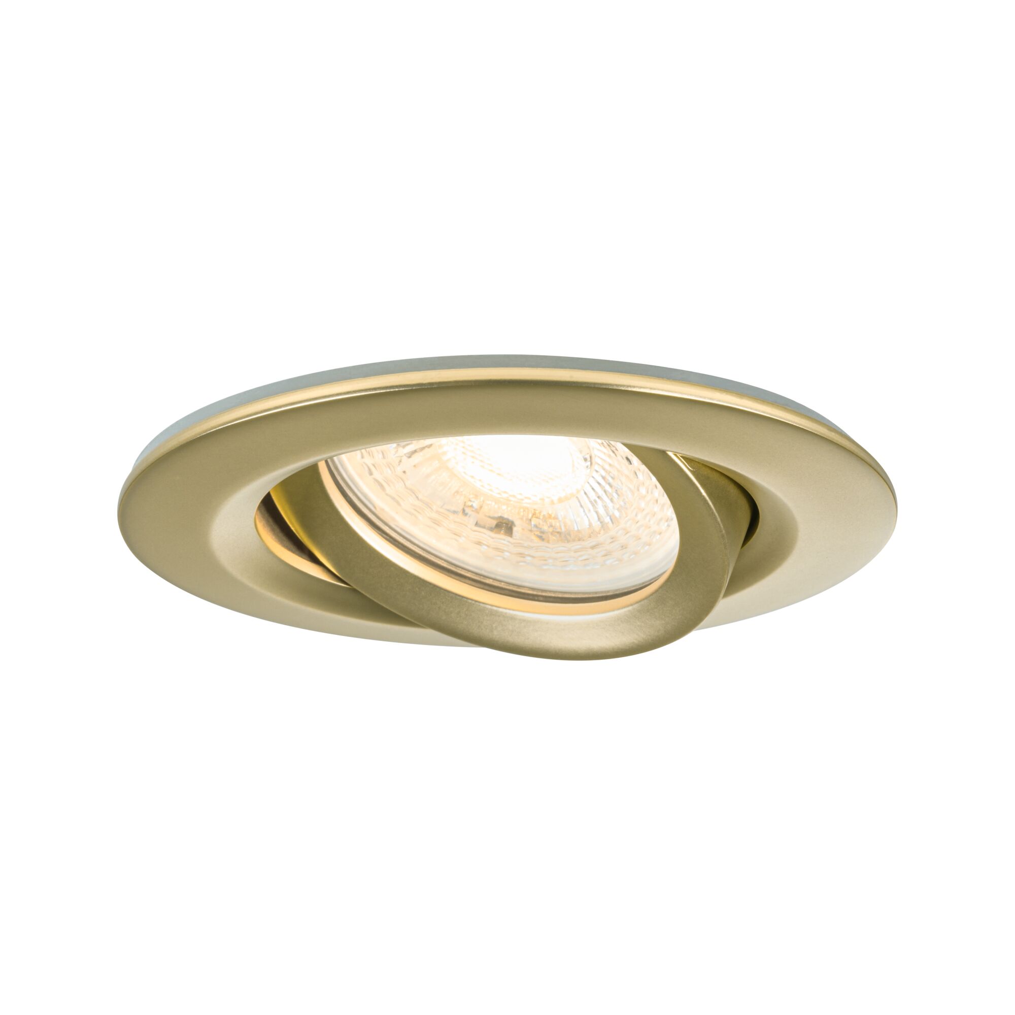 Round recessed spotlight in gold metal with adjustable lamp for versatile lighting solutions