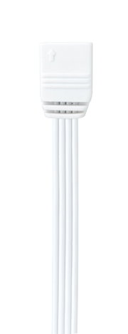 White plastic connector with four cables, suitable for LED lighting and electronic connections