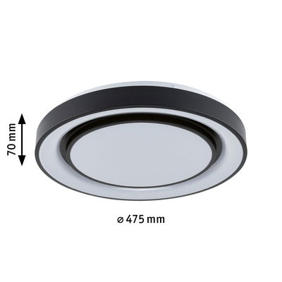 Ronde LED-plafondlamp zwart-wit met 475 mm diameter en 70 mm hoogte voor moderne interieurs