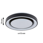 Runde LED-Deckenleuchte aus Kunststoff in Schwarz und Weiß mit 475 mm Durchmesser und 70 mm Höhe