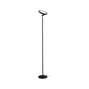 Schwarze Stehleuchte mit rundem LED-Lichtkopf und stabilem Standfuß für modernes Wohnambiente