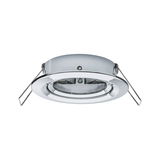 Round recessed spotlight in chrome metal with spring clips for ceiling installation, LED compatible